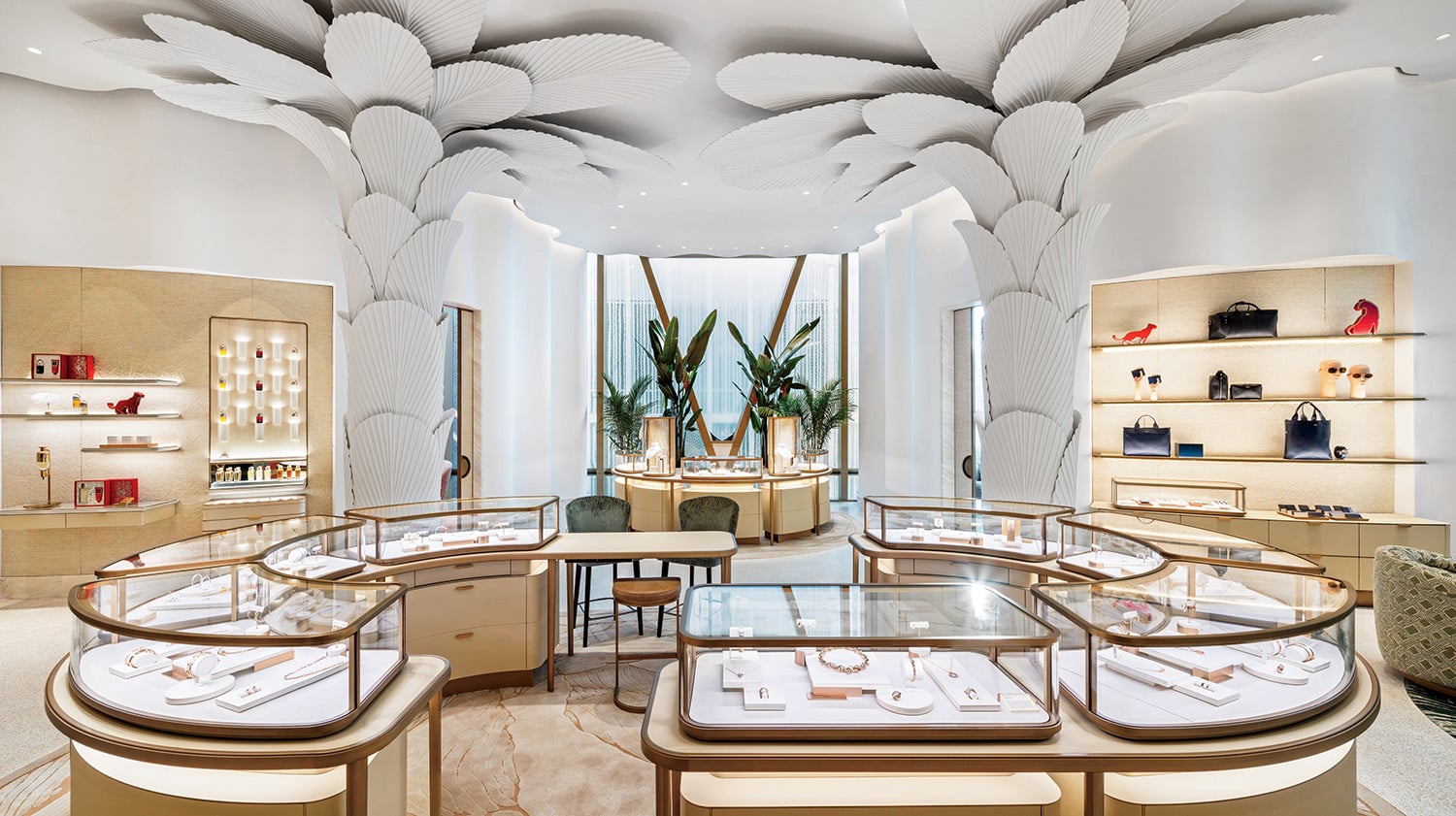 A room with a table and chairs and a plant