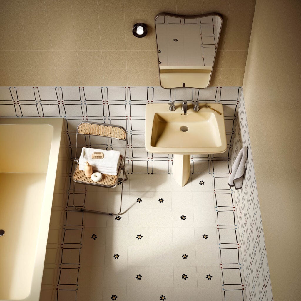 kamar mandi dengan lantai ubin