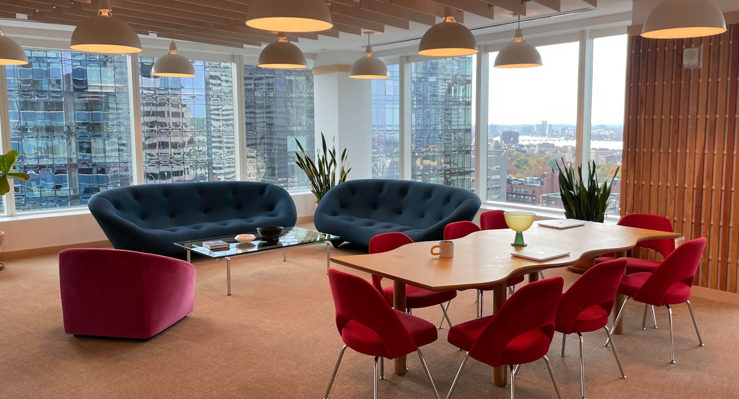 Ligne Roset Ploum sofas by Erwan and Ronan Bourellec define the advertising agency set.