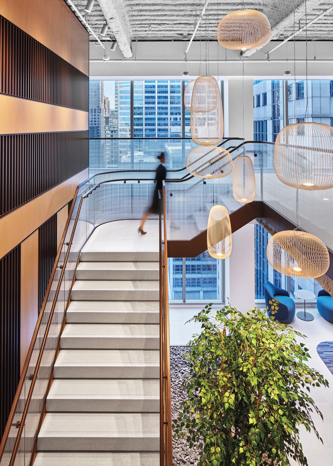 staircase with person walking