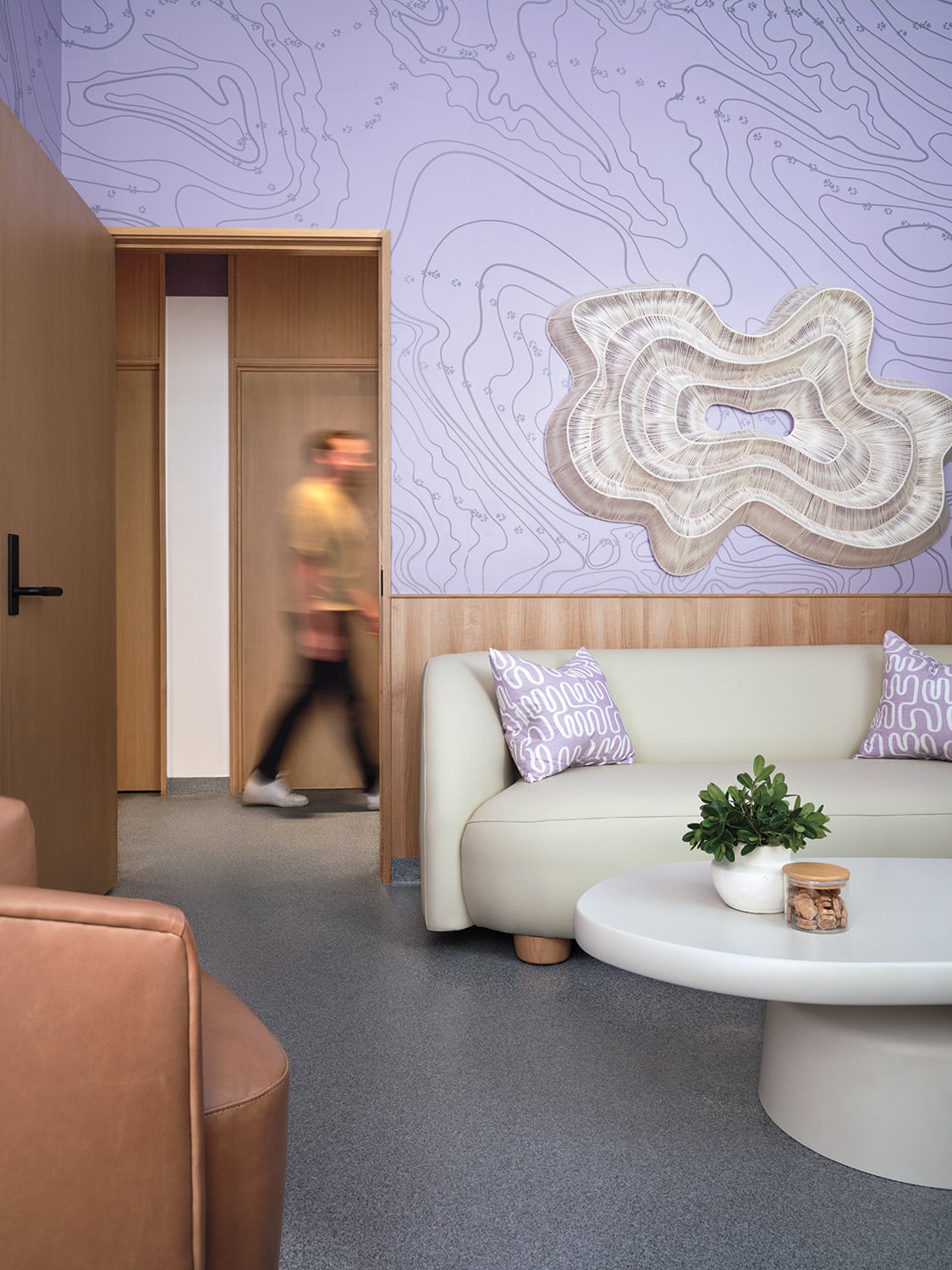 white couch in common area