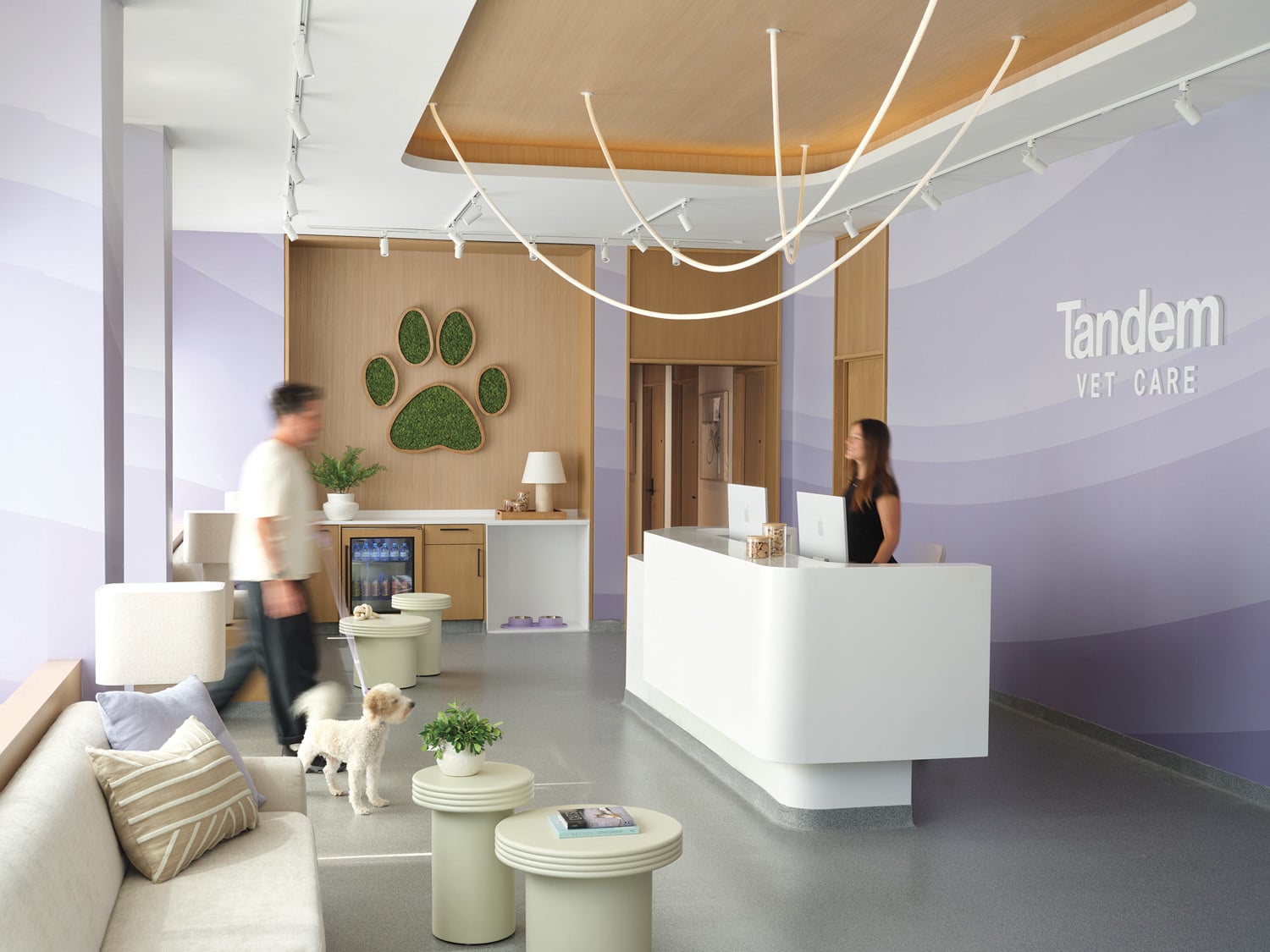 white reception desk