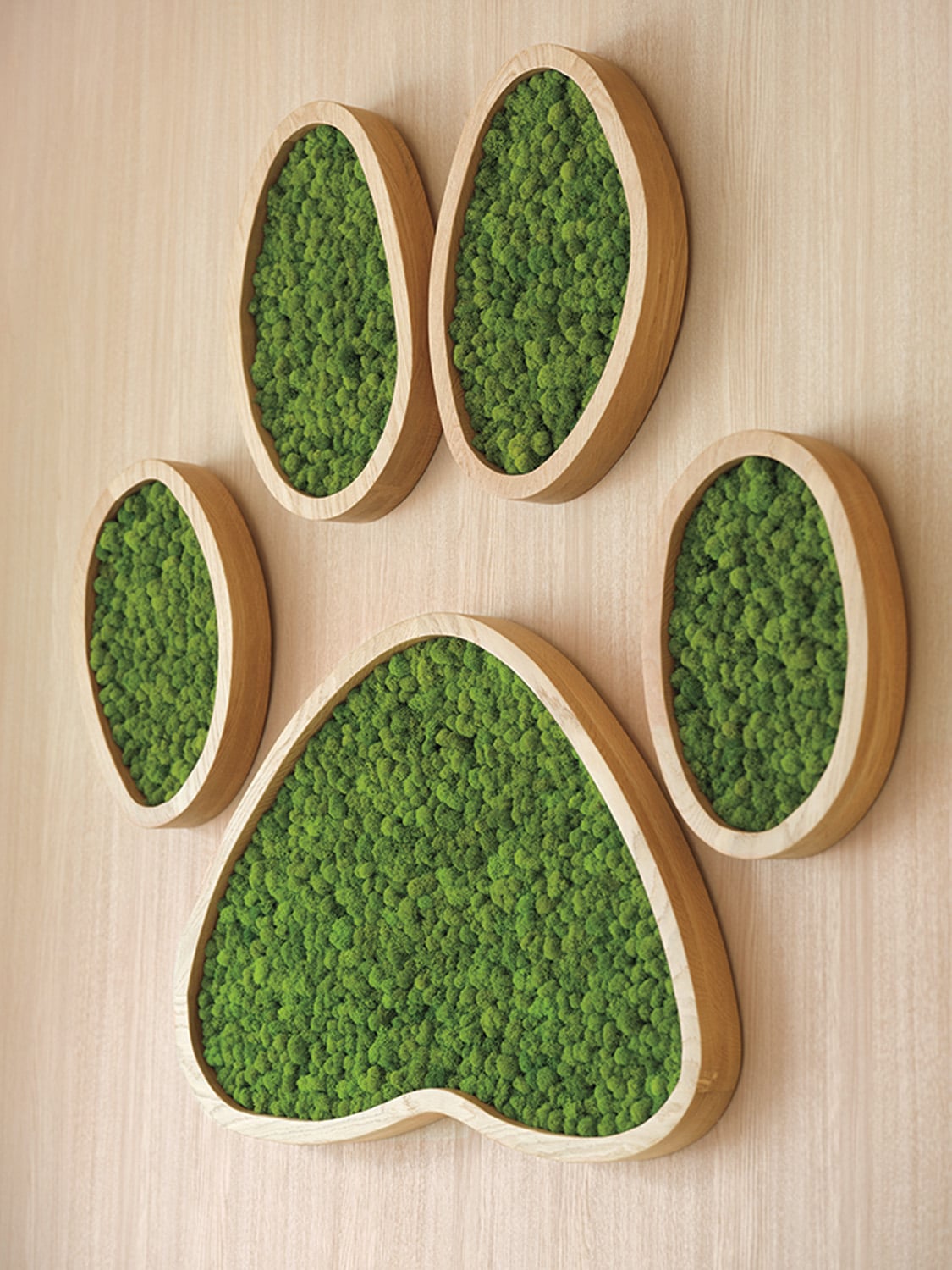 green paw print wall art
