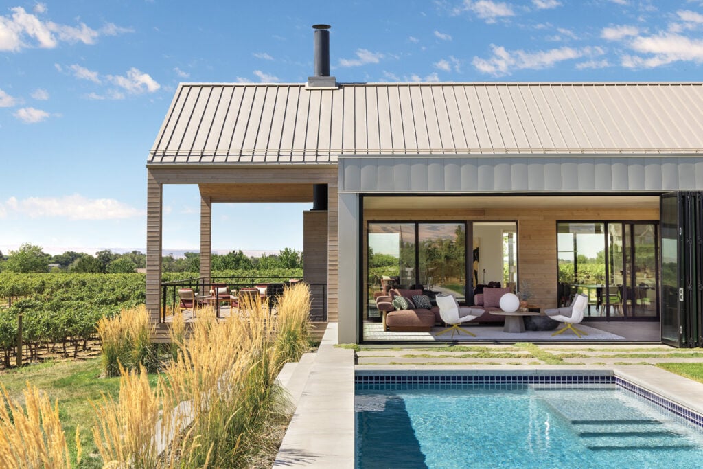 home exterior with in-ground pool