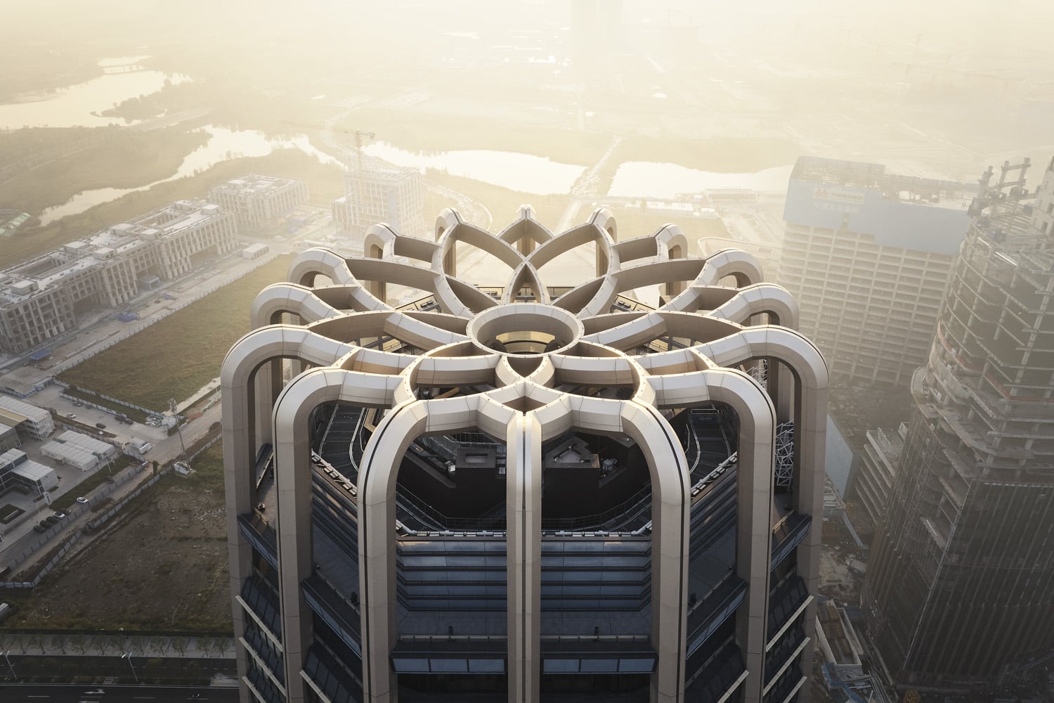 top of tower shaped like lotus flower