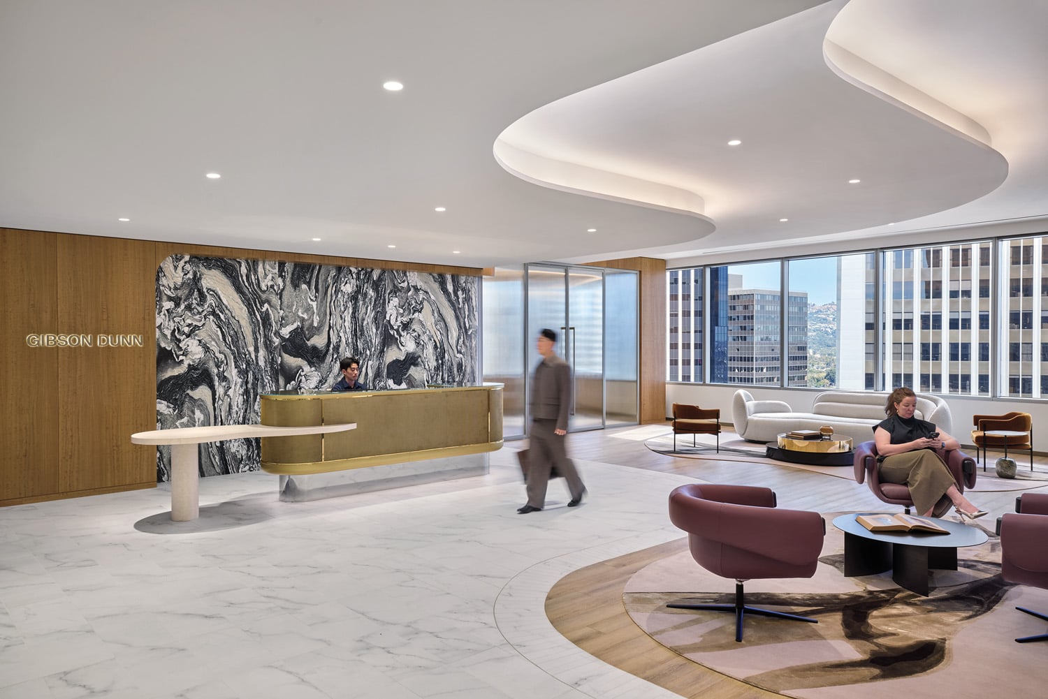 wall art behind reception desk