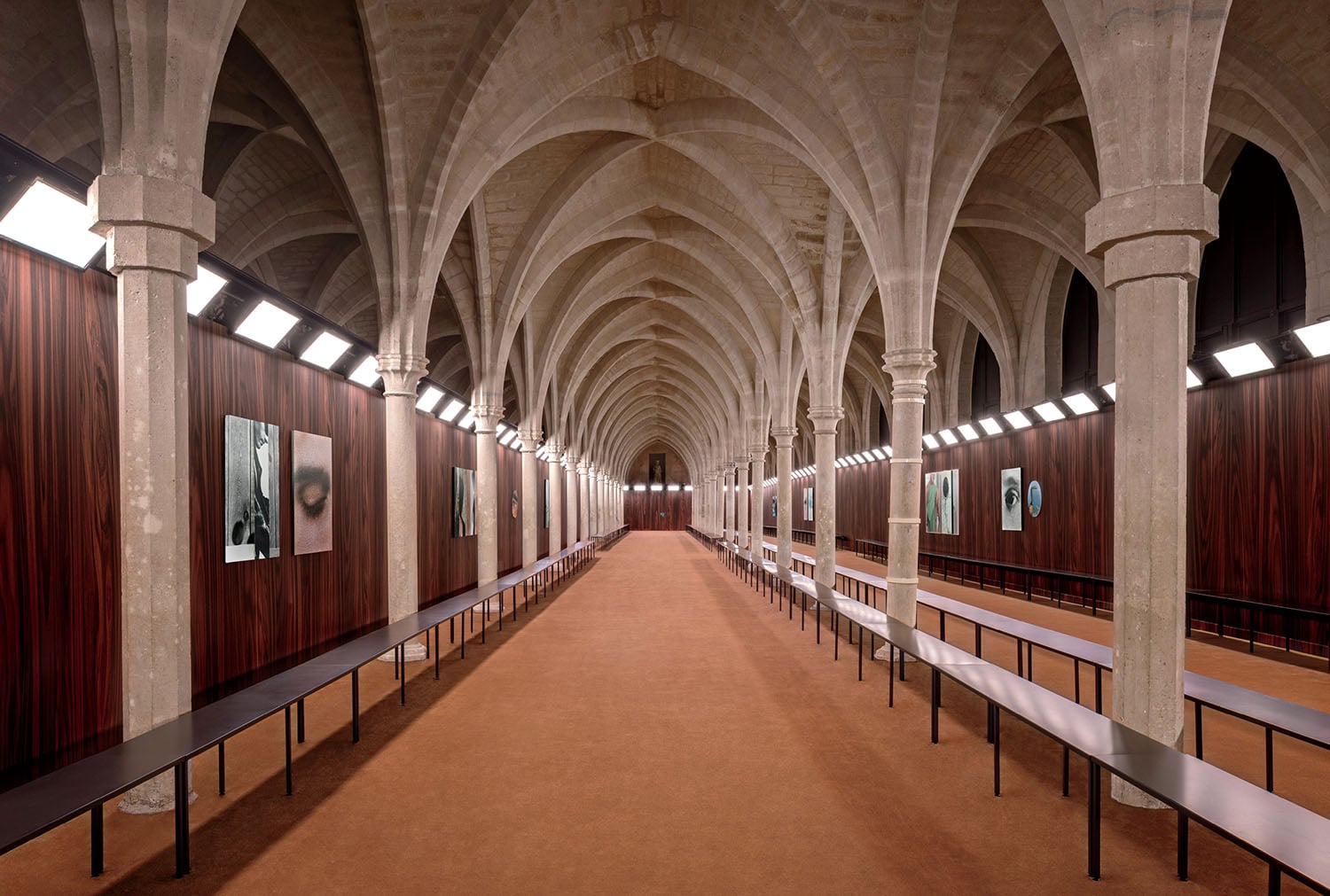 A long row of benches.