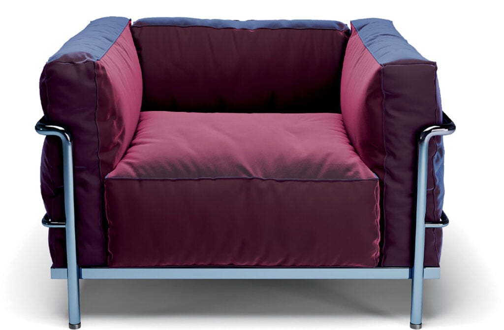 A purple and blue chair
