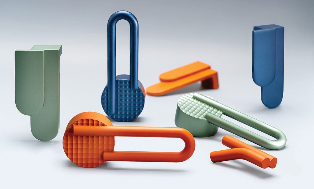 A group of different colored plastic objects