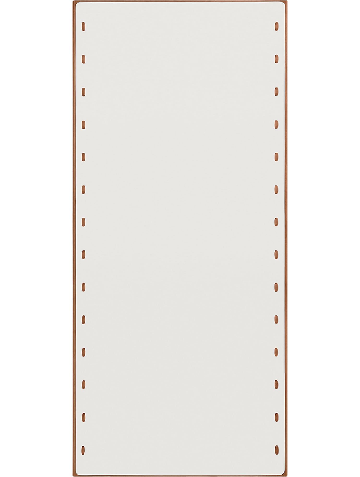 A white board with copper trim and a copper frame