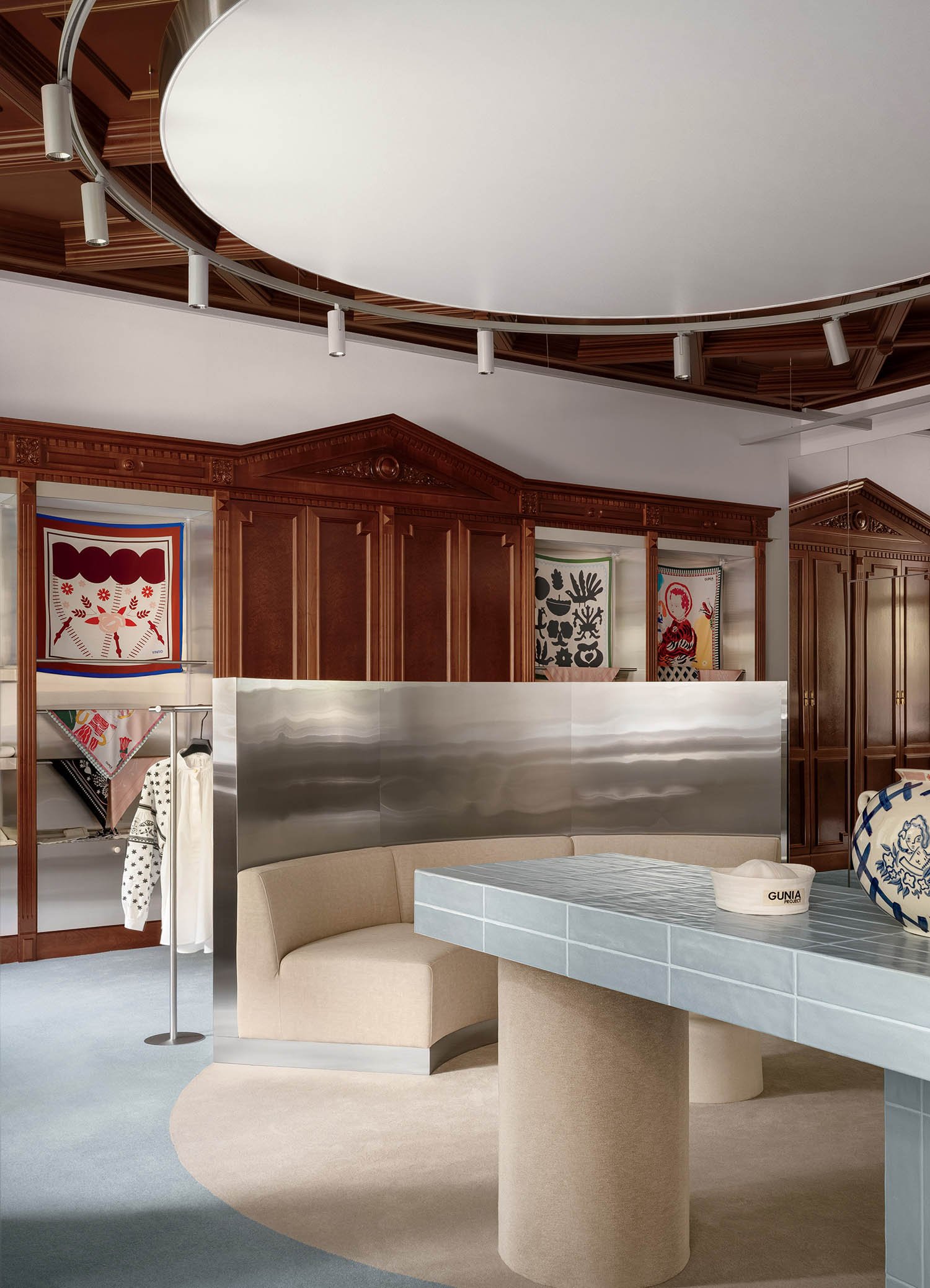 A room with a table and a chair.