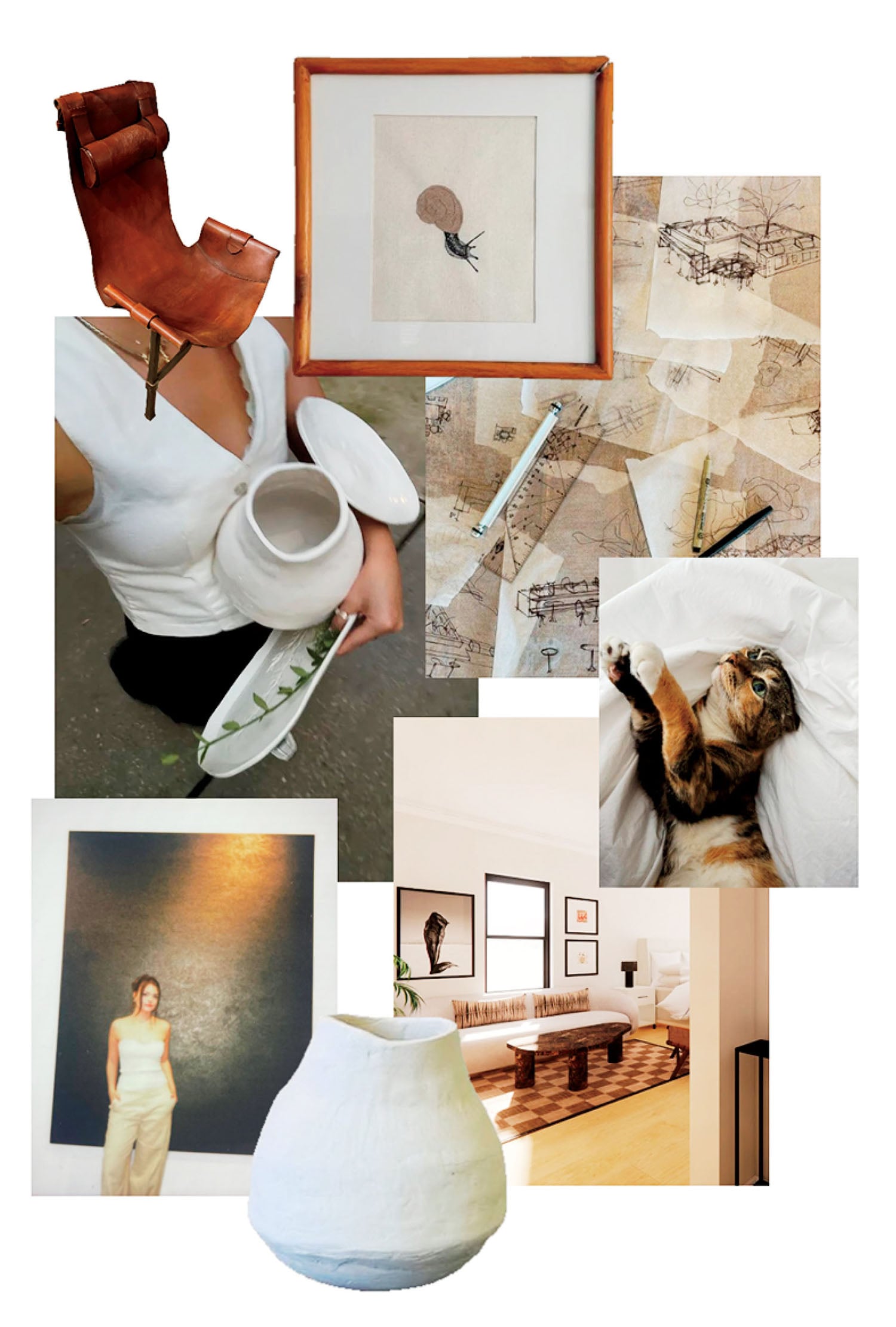 A col of images of a woman and a cat.
