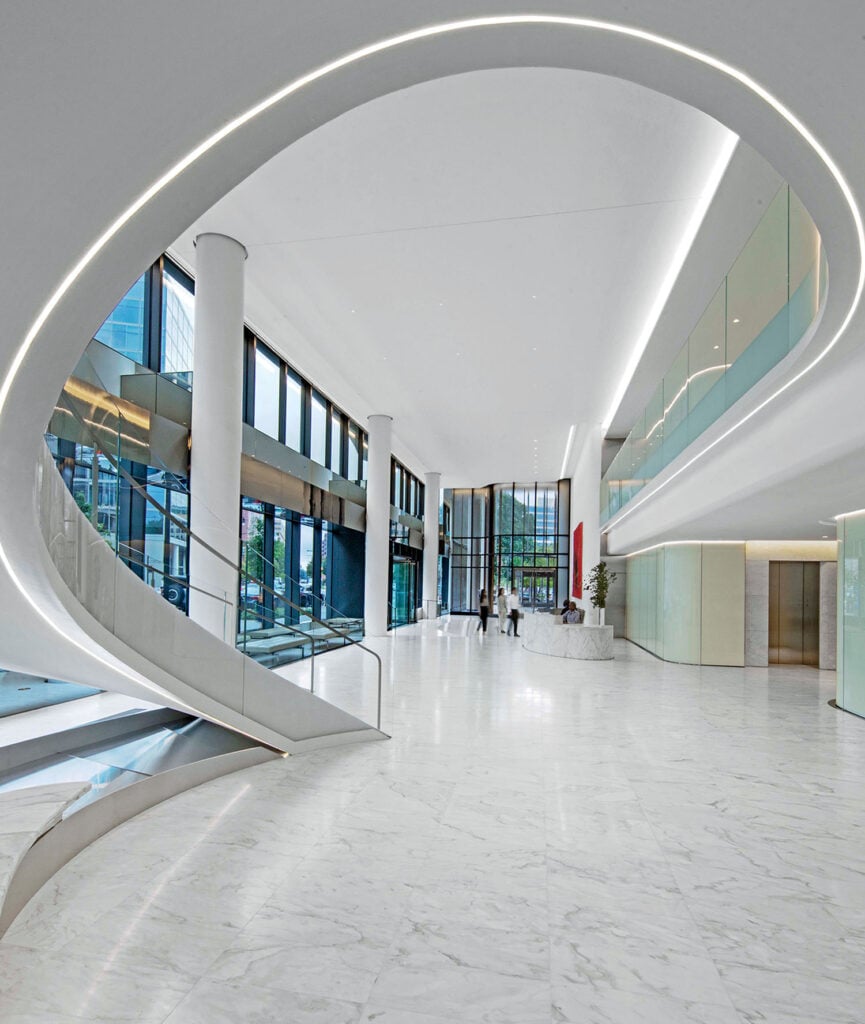 A large white marble floor.
