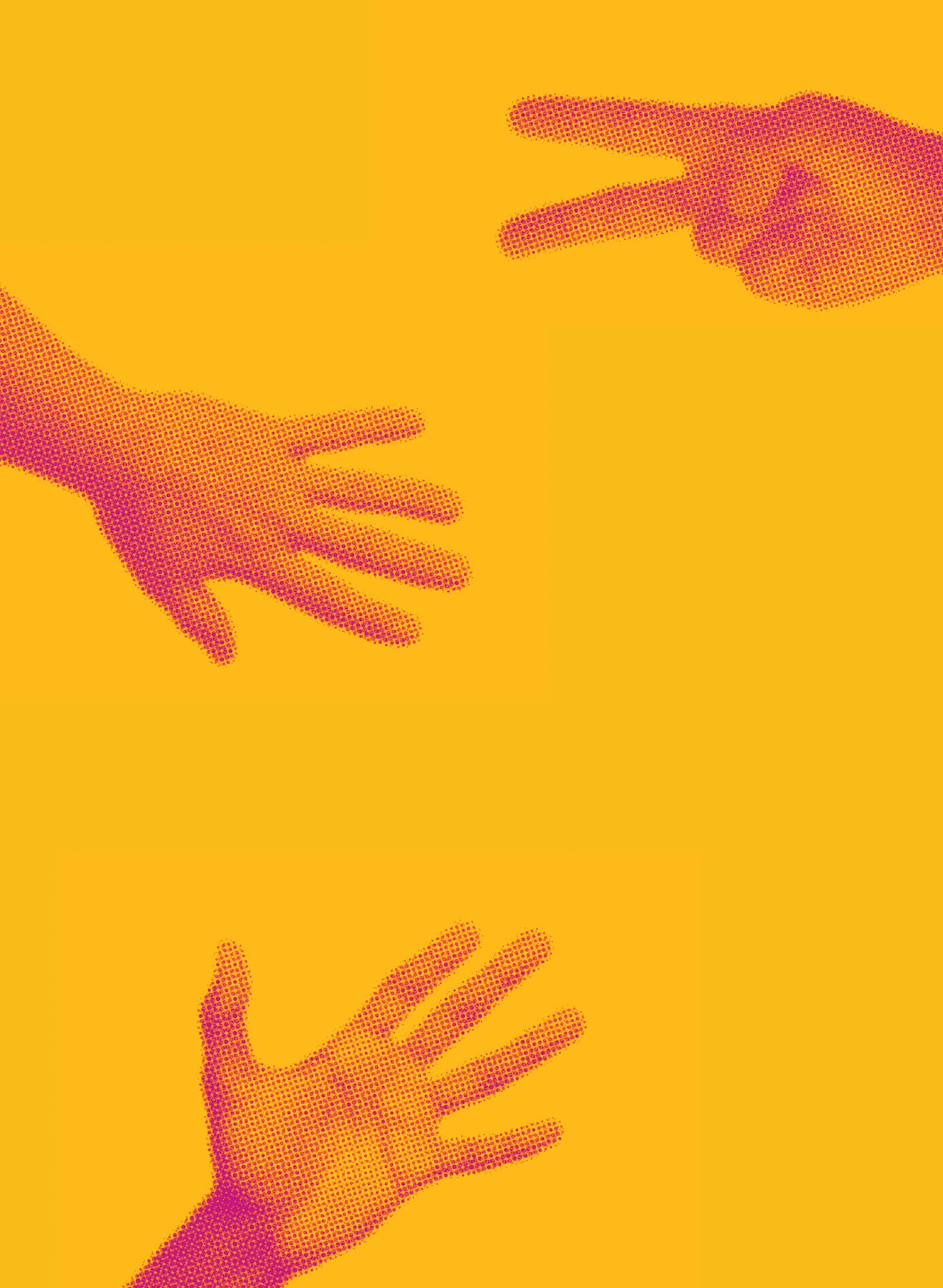Two hands reaching each other hand.