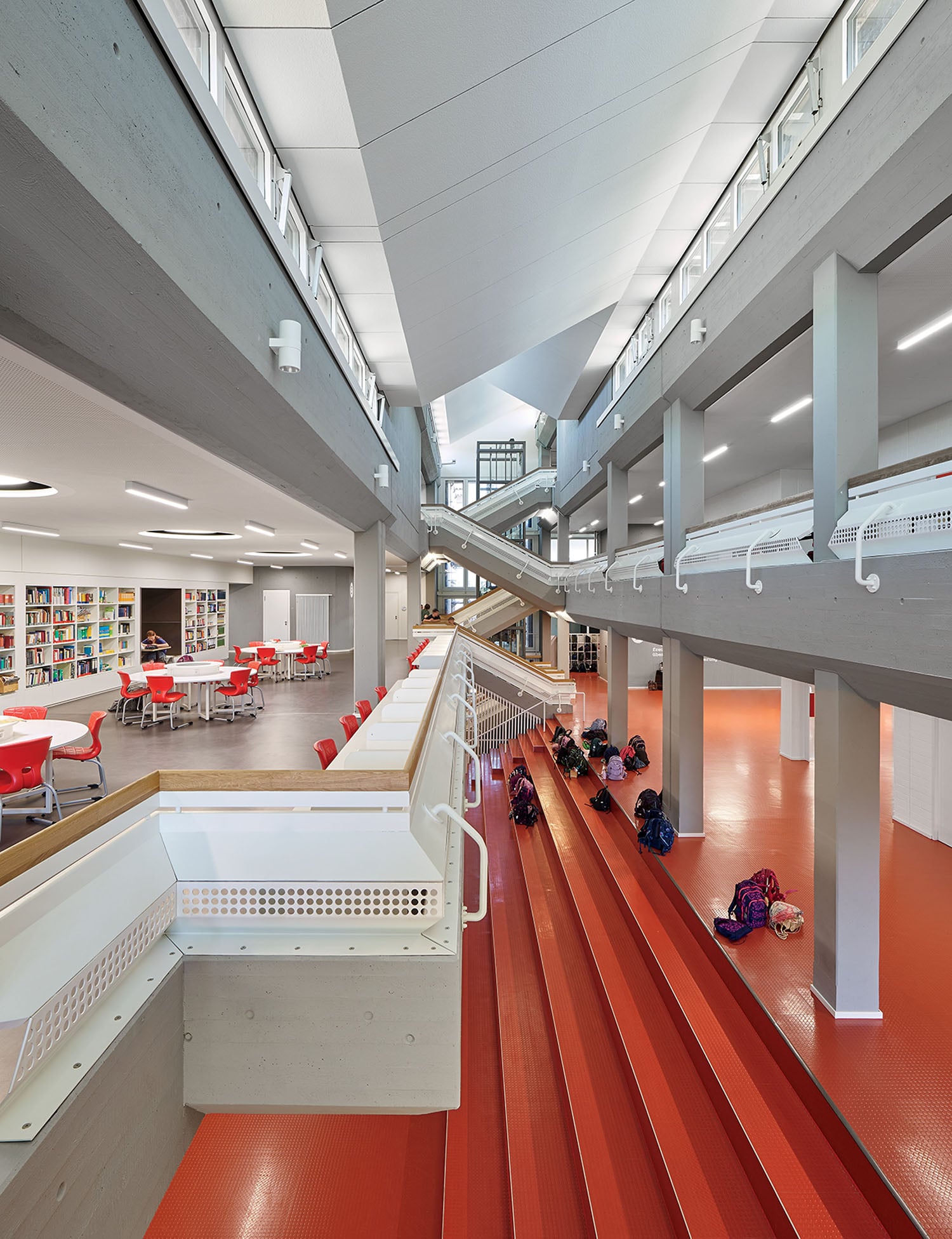 A long red staircase.